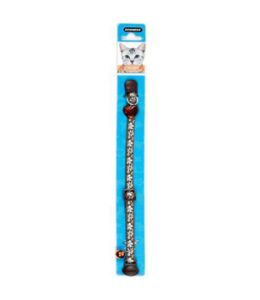 Dogness Nylon Cat Collar-Brown with Floral Design