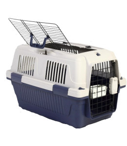 Nutrapet Dog Cat Carrier Open Grill Top Dark Blue Box L63Cms X W41Cms X H40 Cms