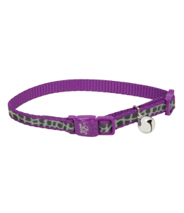 Coastal 3 8 Safe Cat Lazer Black Reflective Adj. Break Away Collar Purple Animal Print