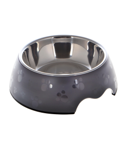 Nutrapet Melamine Round Paw Bowl Sets Grey M:17.5 * 6.5Cms 350/ml11.8oz
