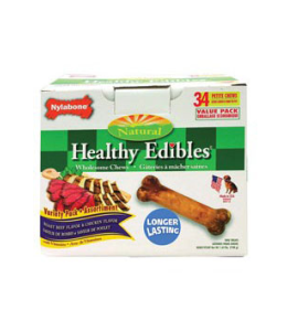 Nylabone Healthy Edibles Longer Lasting Roast Beef Chicken Variety 34ct Pantry Pack