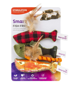 SmartyKat® Fish Friends™ Set of 3 Crinkle, Feather and Catnip Cat Toys