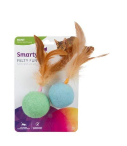 SmartyKat® Felty Fun™ Set of 2 Wool Felt & Feather Balls Cat Toys