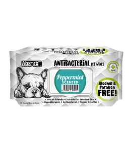Absolute Pet Absorb Plus Antibacterial Pet Wipes Peppermint 80 sheets
