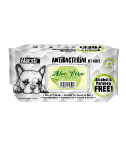 Absolute Pet Absorb Plus Antibacterial Pet Wipes Aloe Vera 80 sheets