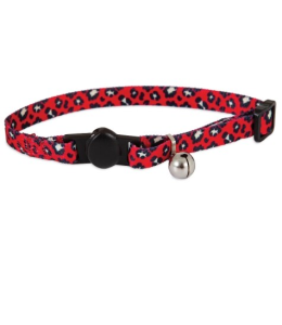 PETMATE ASPEN PET BREAKAWAY FASHION COLLAR 3/8" x 8-12" SUB LEOPARD RED