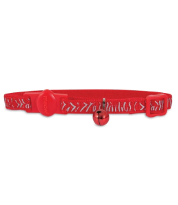 PETMATE FASHION CAT COLLAR 8-12" REFLECTIVE TIGER RED