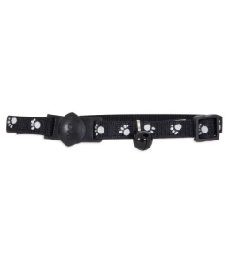 PETMATE BREAKAWAY CAT COLLAR REFLECTIVE PAW 3/8" BLACK