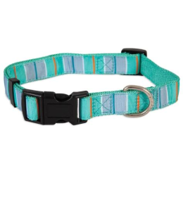 PETMATE ASPEN PET DOG COLLAR 3/4"X14-20" TEAL STRIPE