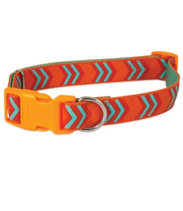 PETMATE RUBBER ADJUSTABLE DOG COLLAR 3/4"X 14-20" ORANGE CHEVRON