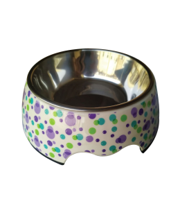 Nutrapet Applique Melamine Round Bowl Sets BLUE & PURPLE BUBBLES (MEDIUM)