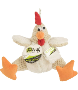 goDog® Checkers™ ™ Fat White Rooster with Chew Guard Technology™ Durable Plush Squeaker Dog Toy, Mini