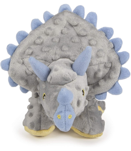goDog® Dinos™ Frills™ with Chew Guard Technology™ Durable Plush Squeaker Dog Toy, Gray, Large