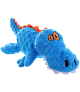 goDog® Gators with Chew Guard Technology™ Durable Plush Squeaker Dog Toy, Blue, Mini (Just for Me™)