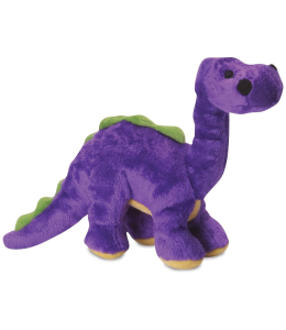 goDog® Dinos™  Bruto™ with Chew Guard Technology™ Durable Plush Squeaker Dog Toy, Purple, Small