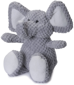 goDog® Checkers™ Elephant with Chew Guard Technology™, Durable Plush Squeaker Dog Toy, Gray, Large