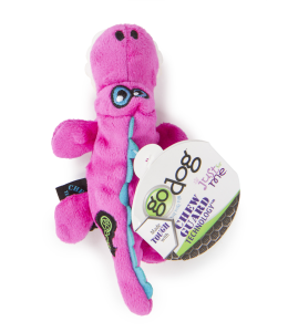 goDog® Gators with Chew Guard Technology™ Durable Plush Squeaker Dog Toy, Pink, Mini (Just for Me™)