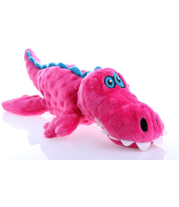 goDog® Gators with Chew Guard Technology™ Durable Plush Squeaker Dog Toy, Pink, Large