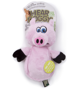 HEAR DOGGY!® Flattie Pig with Chew Guard Technology™ and Silent Squeak Technology™ Plush Dog Toy