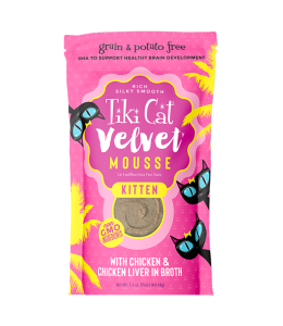 Tiki Cat Velvet Mousse Wet Cat Food Kitten Chicken -2.4 Oz Pouch