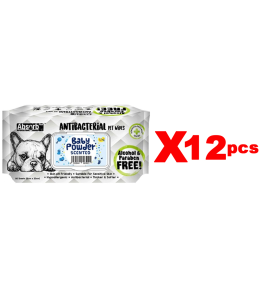 Absolute Pet Absorb Plus Antibacterial Pet Wipes Baby Powder 80 sheets -(1Box 12pcs)
