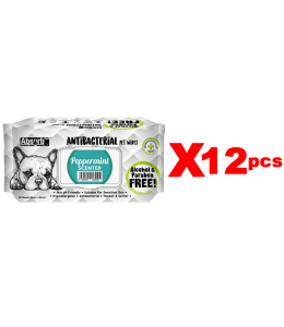 Absolute Pet Absorb Plus Antibacterial Pet Wipes Peppermint 80 sheets -(1Box 12pcs)