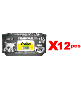 Absolute Pet Absorb Plus Charcoal Pet Wipes Lemon 80 sheets -(1Box 12pcs)