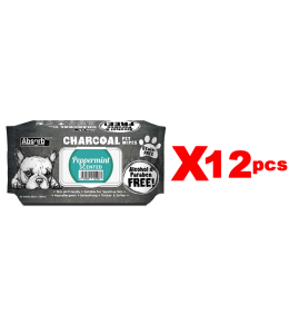 Absolute Pet Absorb Plus Charcoal Pet Wipes Peppermint 80 sheets -(1Box 12pcs)