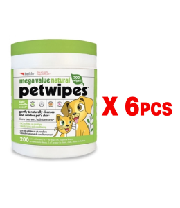 Petkin Extra Mega Valu Natural Petwipes 200ct (1Box 6pcs)