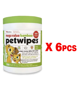 Petkin Extra Mega Valu Bamboo Petwipes 200ct (1box 6pcs)