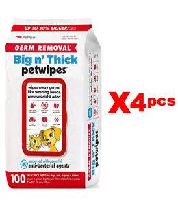 PETKIN Big Germ Pet Wipes - 100 Ct (1Box 4pcs)