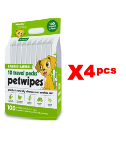 PETKIN Bamboo Travel Pack Wipes- 100 Ct (1Box 4pcs)