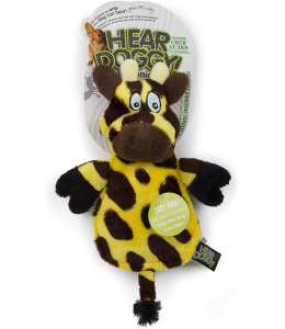 HEAR DOGGY!® Flattie Giraffe with Chew Guard Technology™ and Silent Squeak Technology™ Plush Dog Toy