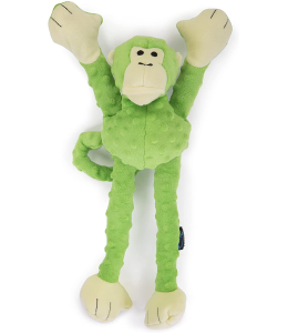 goDog Crazy Tugs™ Monkeys with Chew Guard Technology™ Durable Plush Squeaker Dog Toy, Green, Large