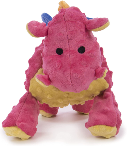 goDog® Dragons™  with Chew Guard Technology™ Durable Plush Squeaker Dog Toy, Pink. Small