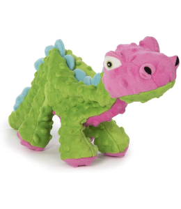 goDog® Dinos™  Spike™ with Chew Guard Technology™ Durable Plush Squeaker Dog Toy, Green, Small