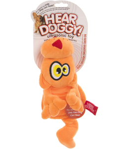 HEAR DOGGY!® Flattie Cat Orange with Chew Guard Technology™ and Silent Squeak Technology™ Plush Dog Toy