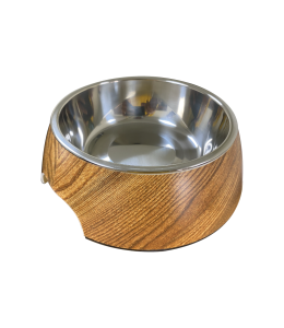 NutraPet Applique Melamine Round Bowl Dk WoodenL:22 * 7.5 cms 700/23.6 ml/oz