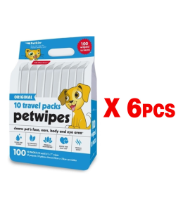 PETKIN Travel Pack Pet Wipes- 100 Ct (1Box 6pcs)