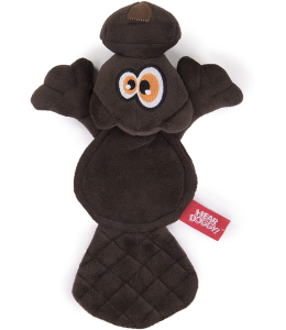 HEAR DOGGY!® Flattie Beaver Brown with Chew Guard Technology™ and Silent Squeak Technology™ Plush Dog Toy