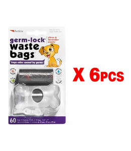 Petkin Germ-Lock Waste Bags - 60ct with dispenser 1box 6pcs