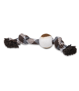 Vadigran Cotton rope 2 knots + tennisball brown 30cm