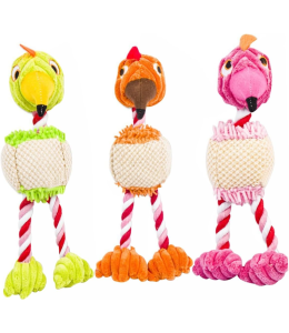 Plush Pet Squeakz Flamingoes ( Pink/Orange/Green) Dog Toy - 11 x 28cm(1pc)