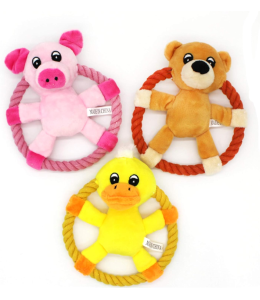Plush Pet Squeakz Spinnnerz Ducky/Piggy/Beary Dog Toy - 13 x 18cm(1pc)