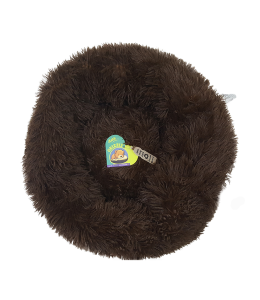 Grizzly Velor Plush Round Bed Dark Brown Small - 50 x 15cm