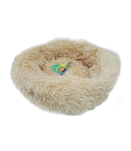Grizzly Velor Plush Round Bed Light Beige Small - 50 x 15cm
