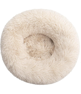 Grizzly Velor Plush Round Bed Cream Small - 50 x 15cm
