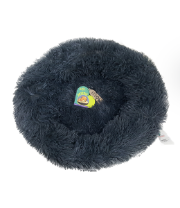 Grizzly Velor Plush Round Bed Dark Grey Small - 50 x 15cm