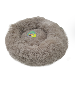 Grizzly Velor Plush Round Bed Beige Small - 50 x 15cm