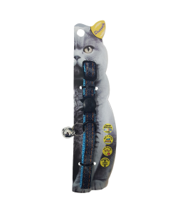 Swooosh Cats in Denim nylon safe collar C-10mm 18/28cm blue